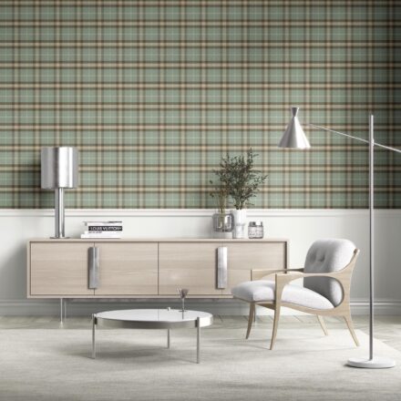 'Dusty Dew' Geometric Plaid Checkered Wallpaper (Green/ Brown/ Beige) - Image 2