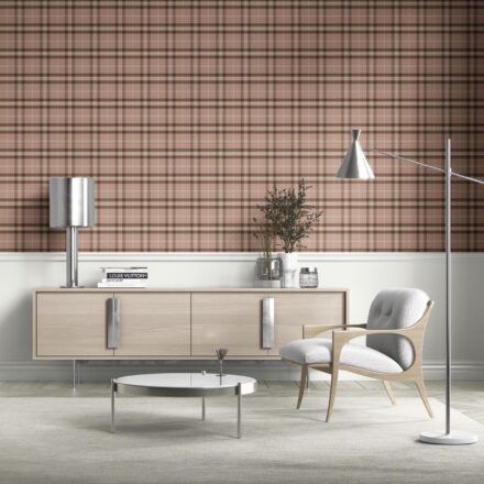 'Montebello' Geometric Plaid Checkered Wallpaper (Blush Rose Pink/ Brown/ Beige) - Image 2