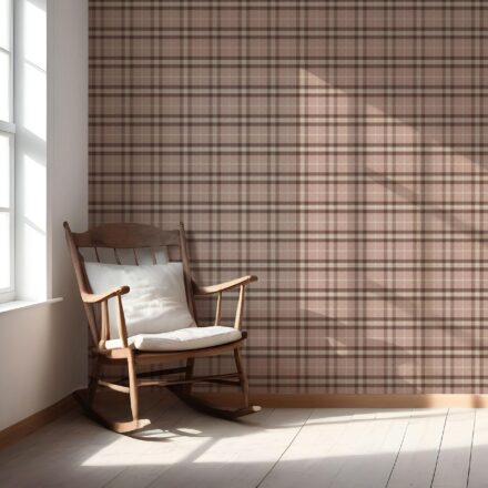 'Montebello' Geometric Plaid Checkered Wallpaper (Blush Rose Pink/ Brown/ Beige) - Image 5