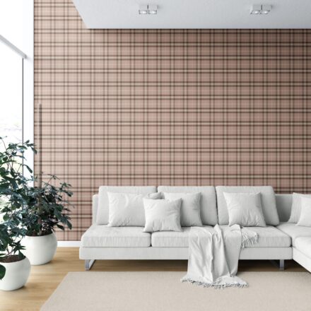 'Montebello' Geometric Plaid Checkered Wallpaper (Blush Rose Pink/ Brown/ Beige) - Image 6