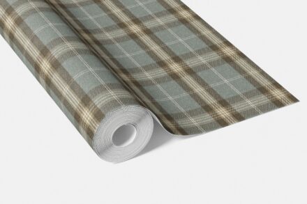 'Cherise' Geometric Plaid Checkered Wallpaper (Blue-Gray/ Brown) - Image 3