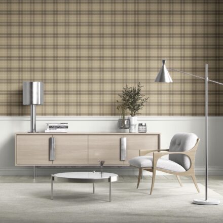 'Lindmere' Neutral Geometric Plaid Checkered Wallpaper (Beige/ Brown/ Taupe) - Image 2