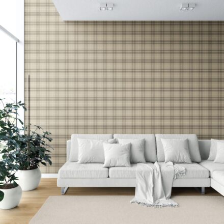 'Lindmere' Neutral Geometric Plaid Checkered Wallpaper (Beige/ Brown/ Taupe) - Image 6