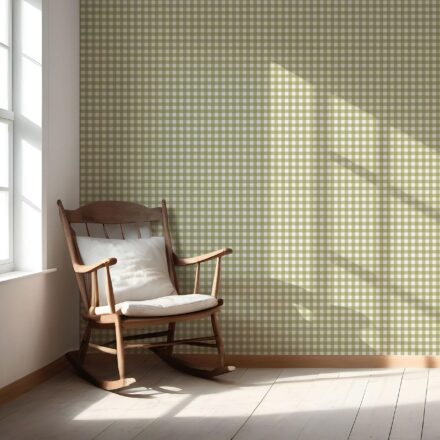 'Wave Stream' Geometric Gingham Checkered Wallpaper (Green) - Image 5