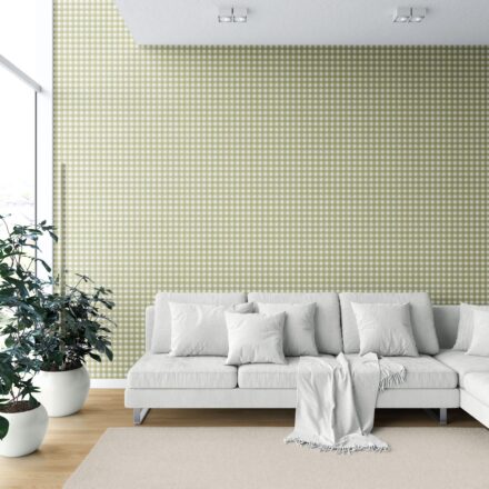 'Wave Stream' Geometric Gingham Checkered Wallpaper (Green) - Image 6