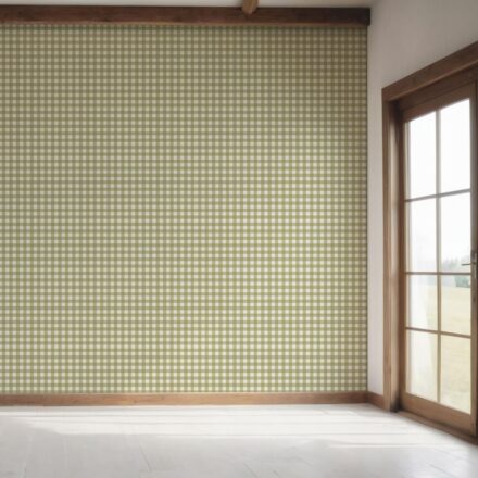 'Wave Stream' Geometric Gingham Checkered Wallpaper (Green) - Image 7
