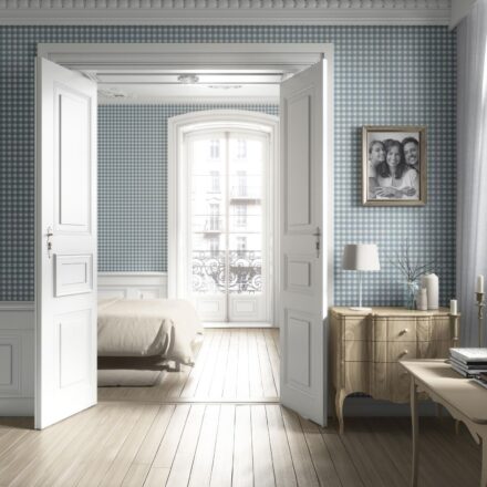 'Rain Star' Geometric Gingham Checkered Wallpaper (Blue) - Image 2