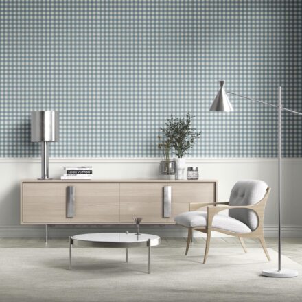 'Rain Star' Geometric Gingham Checkered Wallpaper (Blue) - Image 3