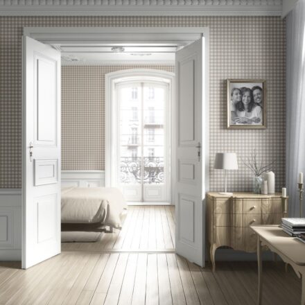 'Fiorella' Neutral Geometric Gingham Checkered Wallpaper (Oatmeal Beige/ Soft Taupe) - Image 2
