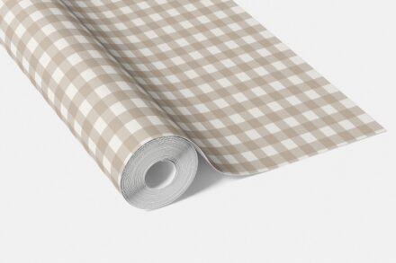'Fiorella' Neutral Geometric Gingham Checkered Wallpaper (Oatmeal Beige/ Soft Taupe) - Image 4