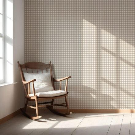 'Fiorella' Neutral Geometric Gingham Checkered Wallpaper (Oatmeal Beige/ Soft Taupe) - Image 5