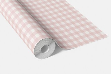 'Swanlike' Geometric Gingham Checkered Wallpaper (Pink) - Image 4