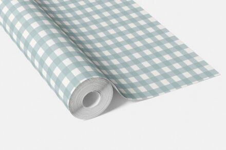 'Rattan' Geometric Gingham Checkered Wallpaper (Seaglass Blue) - Image 4
