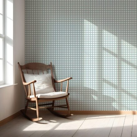 'Rattan' Geometric Gingham Checkered Wallpaper (Seaglass Blue) - Image 5