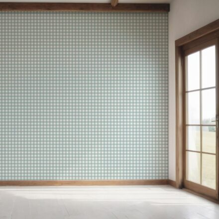 'Rattan' Geometric Gingham Checkered Wallpaper (Seaglass Blue) - Image 7