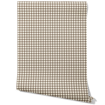 'Ray Hope' Neutral Geometric Gingham Checkered Wallpaper (Brown/ Taupe)