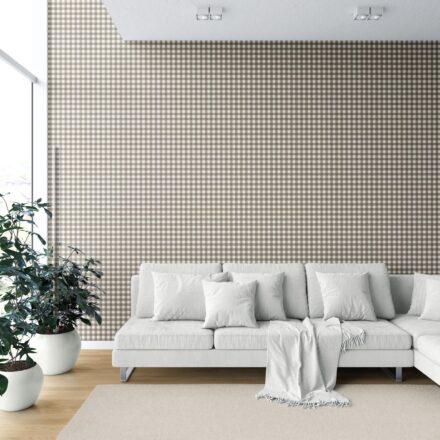'Ray Hope' Neutral Geometric Gingham Checkered Wallpaper (Brown/ Taupe) - Image 6