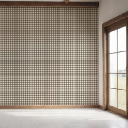 'Ray Hope' Neutral Geometric Gingham Checkered Wallpaper (Brown/ Taupe) - Image 7