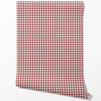 'Bubbly Bell' Geometric Gingham Checkered Wallpaper (Cranberry Red)