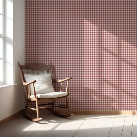 'Bubbly Bell' Geometric Gingham Checkered Wallpaper (Cranberry Red) - Image 5