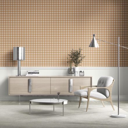 'Pitter Patter' Geometric Gingham Checkered Wallpaper (Bronze Orange) - Image 3