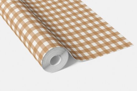 'Pitter Patter' Geometric Gingham Checkered Wallpaper (Bronze Orange) - Image 4