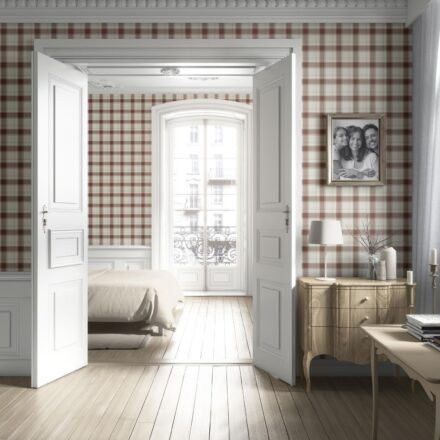 'Brick Lane' Neutral Geometric Plaid Checkered Wallpaper (Brown/ Off-White) - Image 4
