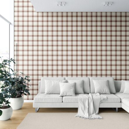 'Brick Lane' Neutral Geometric Plaid Checkered Wallpaper (Brown/ Off-White) - Image 6