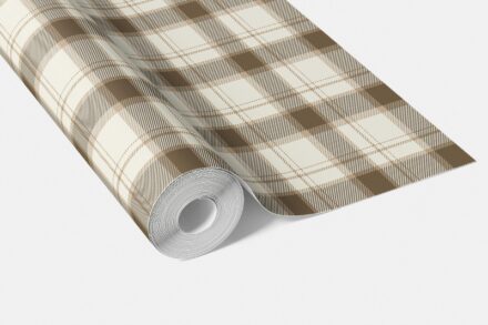 'Bordeaux' Neutral Geometric Plaid Checkered Wallpaper (Mocha Brown/ Beige/ Off-White) - Image 3
