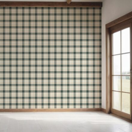 'Small Wonder' Geometric Plaid Checkered Wallpaper (Teal Green/ Beige/ Off-White) - Image 7