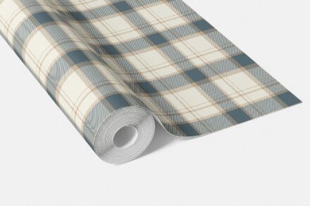 'Fig Bay' Neutral Geometric Plaid Checkered Wallpaper (Teal Blue/ Off-White/ Beige) - Image 3