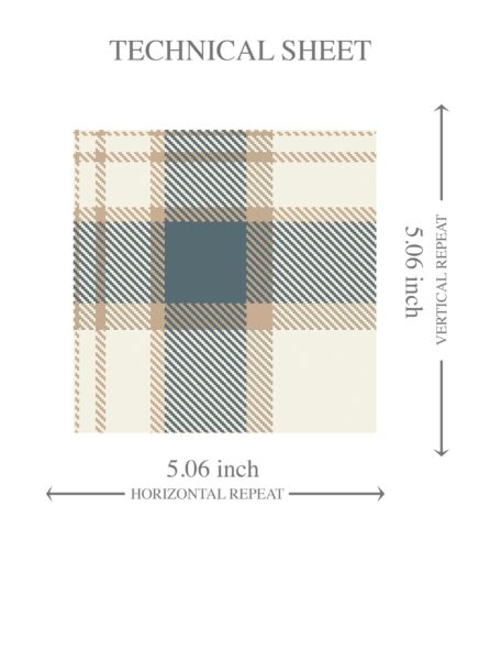 'Fig Bay' Neutral Geometric Plaid Checkered Wallpaper (Teal Blue/ Off-White/ Beige) - Image 8
