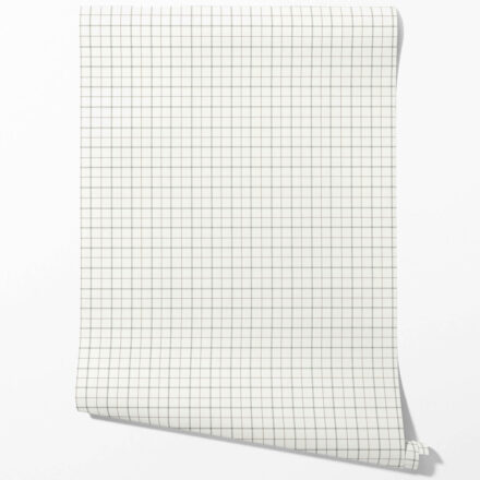 'Mascarpone' Windowpane Checkered/ Plaid Wallpaper Green/ White/ Taupe - Image 3