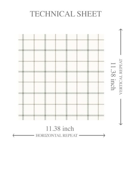 'Mascarpone' Windowpane Checkered/ Plaid Wallpaper Green/ White/ Taupe - Image 8