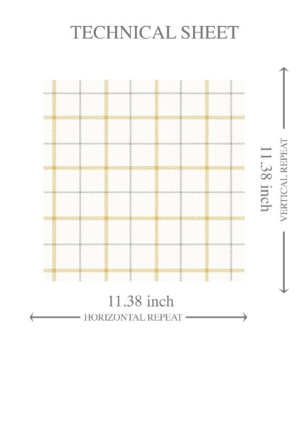 'Cloud Peak' Windowpane Checkered/ Plaid Wallpaper (Mustard Yellow/ White/ Taupe) - Image 8