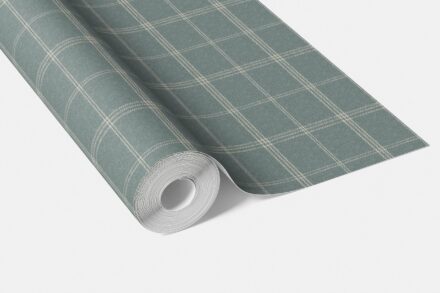 'Empire City' Geometric Plaid Checkered Wallpaper (Teal Blue/ Gray) - Image 3