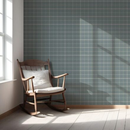 'Empire City' Geometric Plaid Checkered Wallpaper (Teal Blue/ Gray) - Image 5