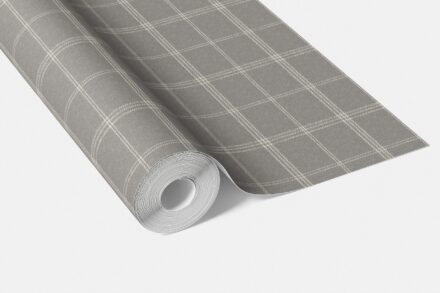 'Hobart' Neutral Geometric Plaid Checkered Wallpaper (Gray) - Image 3