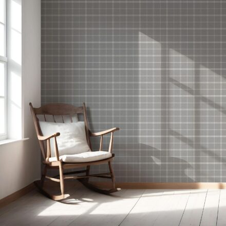 'Hobart' Neutral Geometric Plaid Checkered Wallpaper (Gray) - Image 5