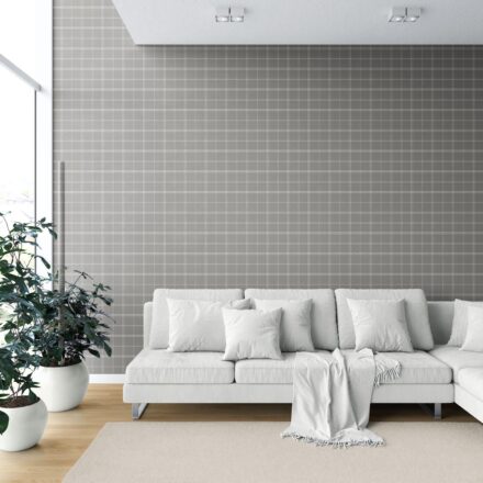 'Hobart' Neutral Geometric Plaid Checkered Wallpaper (Gray) - Image 6