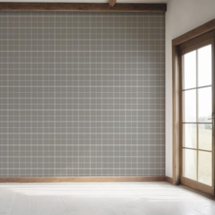 'Hobart' Neutral Geometric Plaid Checkered Wallpaper (Gray) - Image 7