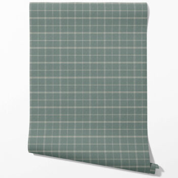 'Newbury Port' Geometric Plaid Checkered Wallpaper (Blue-Gray)