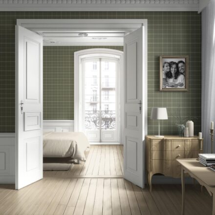 'Lapis Vibe' Geometric Plaid Checkered Wallpaper (Olive Green) - Image 4
