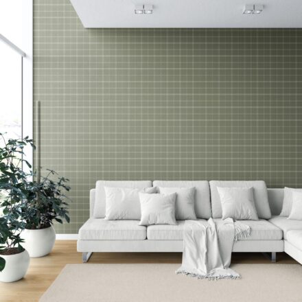 'Lapis Vibe' Geometric Plaid Checkered Wallpaper (Olive Green) - Image 6