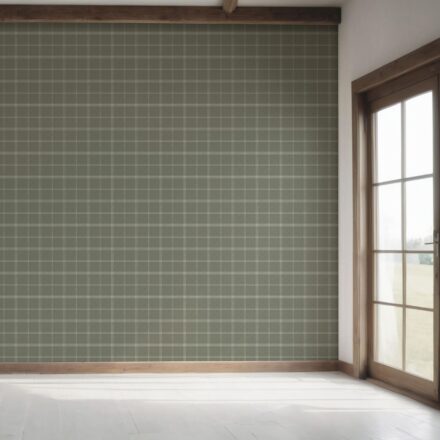 'Lapis Vibe' Geometric Plaid Checkered Wallpaper (Olive Green) - Image 7