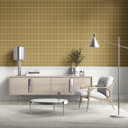 'Tortuga' Geometric Plaid Checkered Wallpaper (Mustard Yellow) - Image 2