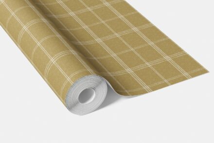 'Tortuga' Geometric Plaid Checkered Wallpaper (Mustard Yellow) - Image 3