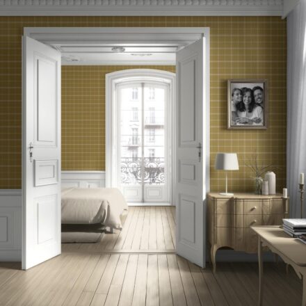 'Tortuga' Geometric Plaid Checkered Wallpaper (Mustard Yellow) - Image 4
