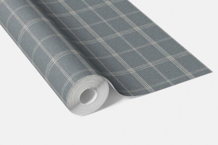 'Rolling Waves' Neutral Geometric Plaid Checkered Wallpaper (Slate Blue) - Image 3