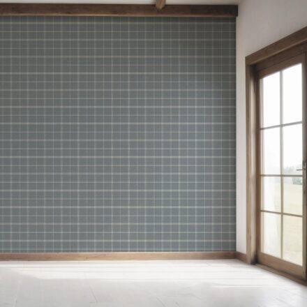 'Rolling Waves' Neutral Geometric Plaid Checkered Wallpaper (Slate Blue) - Image 7